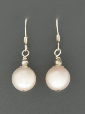 10mm White Pacific Pearl Earrings - Sterling Silver - YW10S