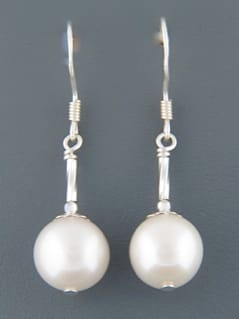 10mm White Pacific Pearl Earrings - Sterling Silver - YW10HS