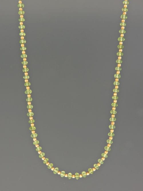Peridot Necklace - 4mm faceted roundels with 2mm round beads - P002