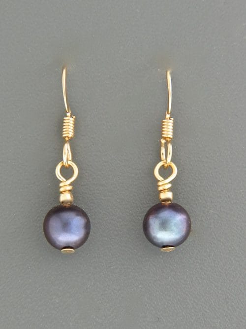 6mm Dark Pacific Pearl Earrings - 14ct Gold Filled - YD6G