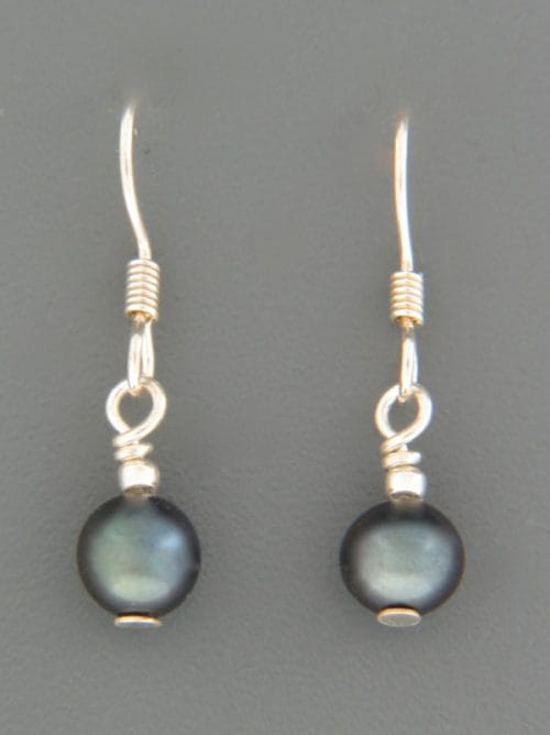 6mm Dark Pacific Pearl Earrings - Sterling Silver - YD6S