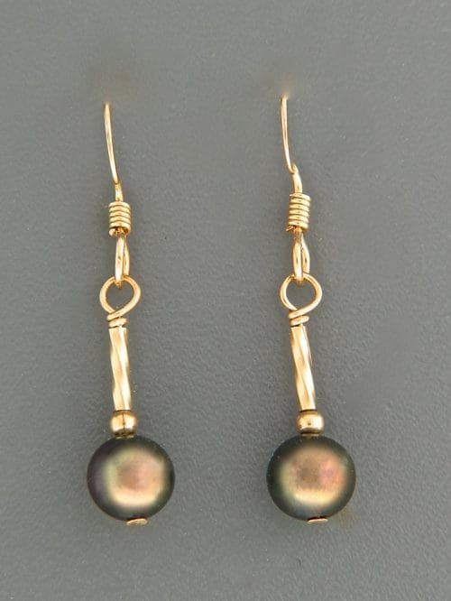 6mm Dark Pacific Pearl Earrings - 14ct Gold Filled - YD6HG