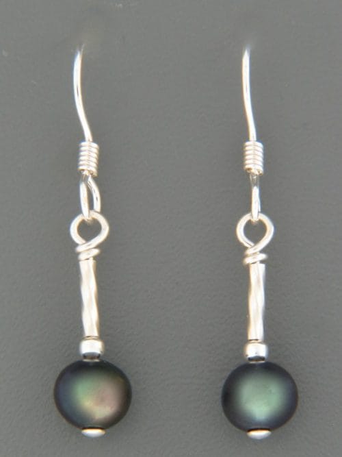 6mm Dark Pacific Pearl Earrings - Sterling Silver - YD6HS