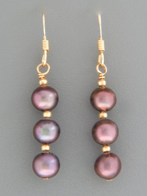 6mm Dark Pacific Pearl Earrings - 14ct Gold Filled - YD63G