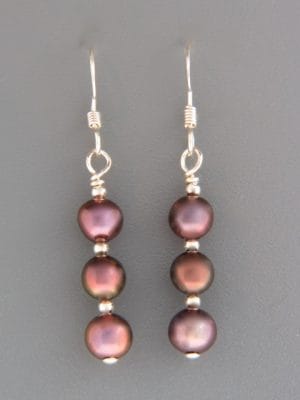 6mm Dark Pacific Pearl Earrings - Sterling Silver - YD63S