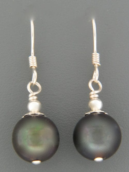 10mm Dark Pacific Pearl Earring - Sterling Silver - YD10S