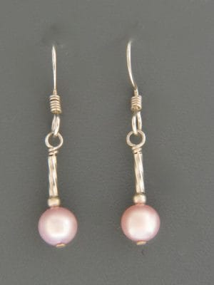 6mm Pink Pacific Pearl Earrings - Sterling Silver - YP6HS