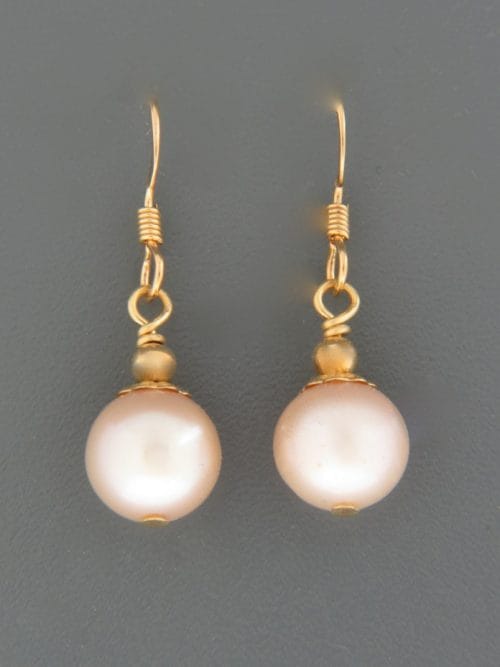10mm Pink Pacific Pearl Earrings - 14ct Gold Filled - YP10G