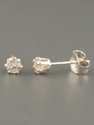 White Topaz Earrings - Sterling Silver stud - 3mm stones - WT503