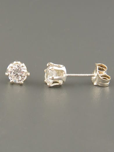 White Topaz Earrings - Sterling Silver stud - 4mm stones - WT504