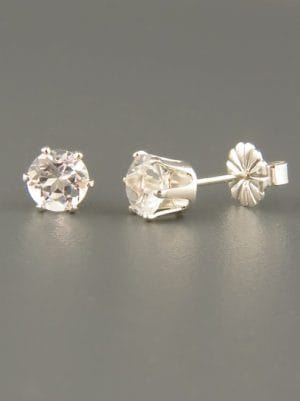 White Topaz Earrings - Sterling Silver stud - 5mm stones - WT505