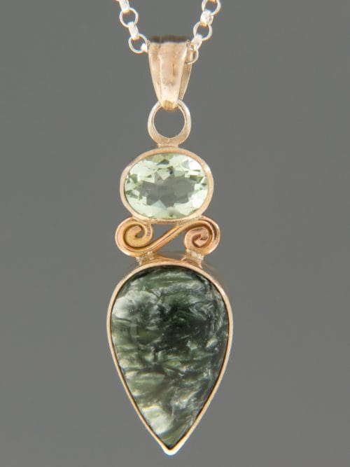 Seraphinite Pendant with Green Amethyst (Prasiolite) - Sterling Silver - SE302
