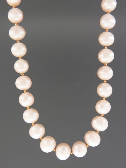 12mm Pearl Necklace with 2mm round beads - YW122N