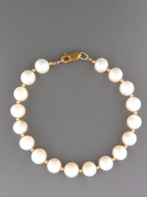 8mm white Pearl Bracelet with 2mm round beads - YW82B