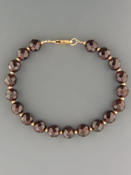 Garnet Bracelet - 8mm round faceted stones with round beads - G920