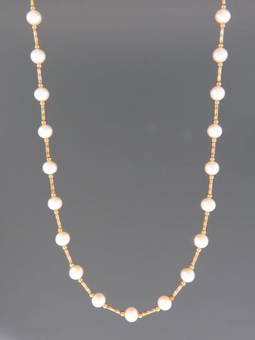 6mm Pearl Necklace with twist beads - YW6HN