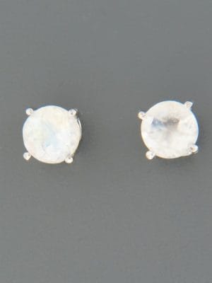 Moonstone Earrings - Sterling Silver stud - 6mm stones - MS518