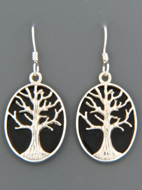 Onyx Earrings - Sterling Silver - length 38mm - OX547