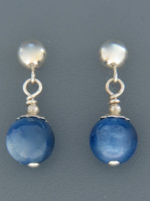 Kyanite Earrings - Sterling Silver stud - 8mm stones - K505