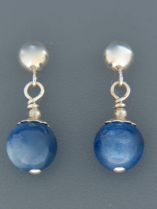Kyanite Earrings - Sterling Silver stud - 8mm stones - K505