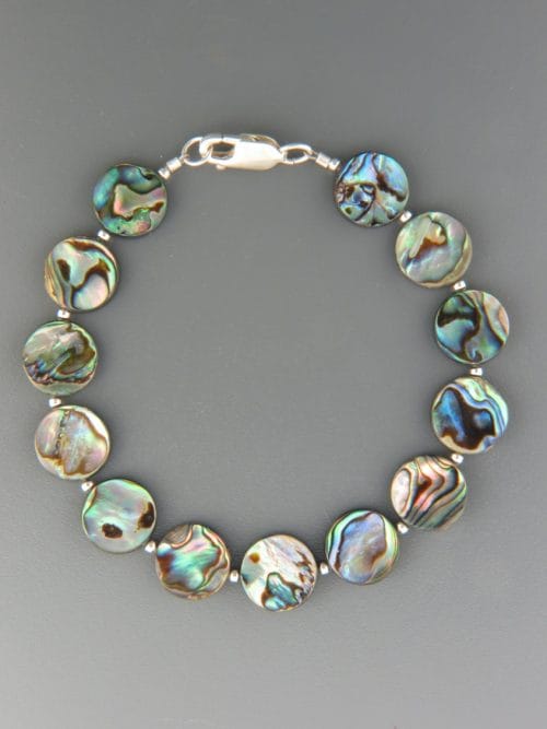 Paua Shell Bracelet - with Sterling Silver beads - PA912