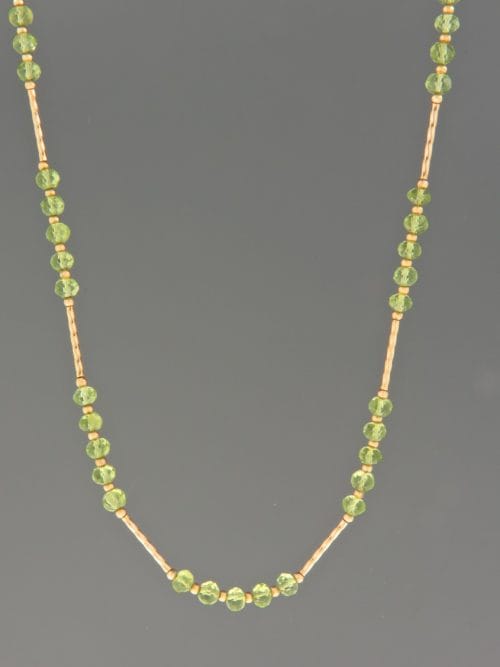 Peridot Necklace - 4mm faceted roundels with twist beads - P030