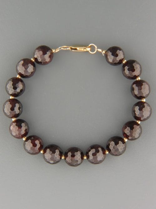 Garnet Bracelet - 10mm round faceted stones with round beads - G917