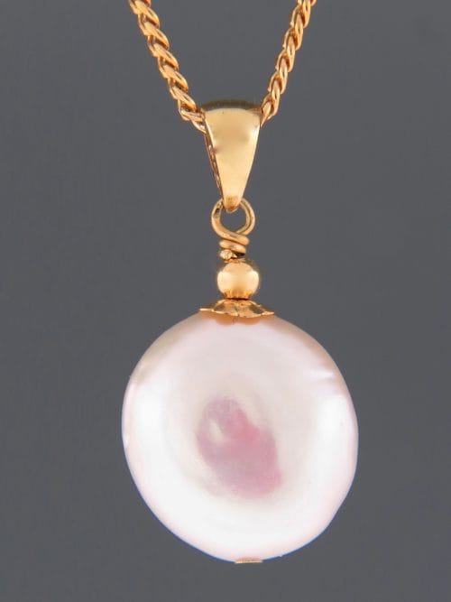 Pacific Coin Pearl Pendant - 14ct Gold Filled - Y454