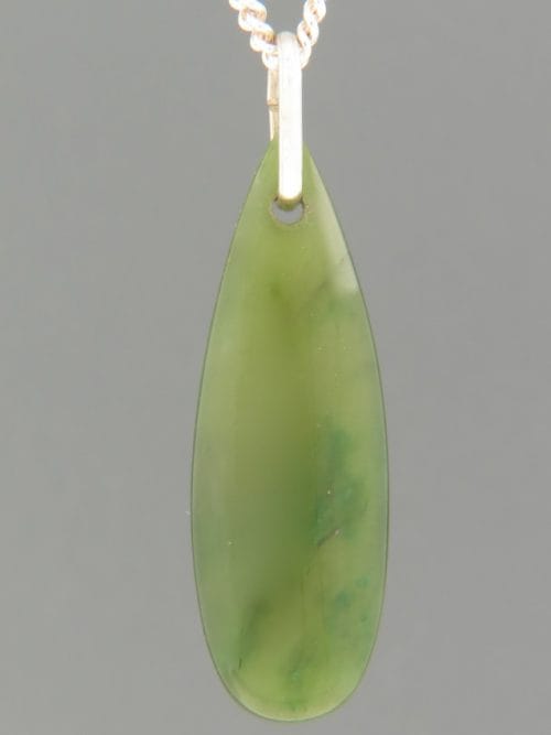 Jade Drop Pendant - Sterling Silver - J396