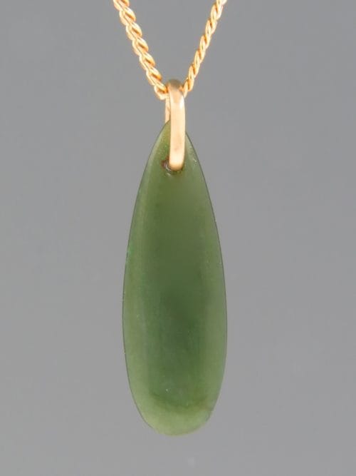 Jade Drop Pendant - 9ct Gold - J396G
