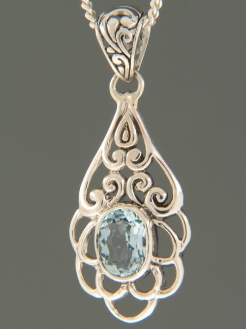 Blue Topaz Pendant - Sterling Silver - BT398