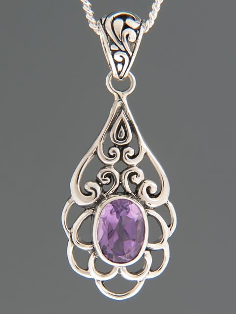 Amethyst Pendant - Sterling Silver - A314