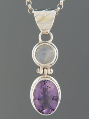 Amethyst & Moonstone Pendant - Sterling Silver - A494