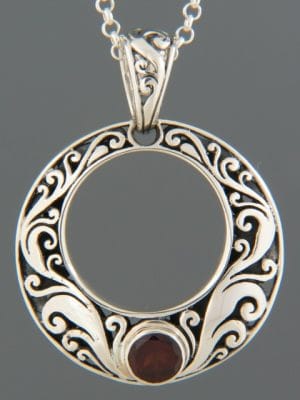 Garnet Pendant - Sterling Silver - G376
