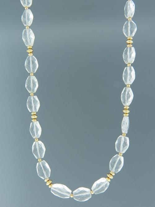 Quartz Crystal Necklace - oval faceted stones - Q012
