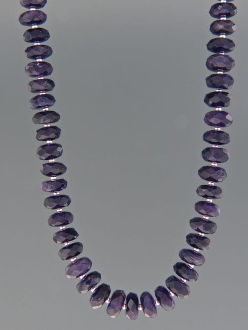 Amethyst Necklace - faceted roundels with Silver beads - A125