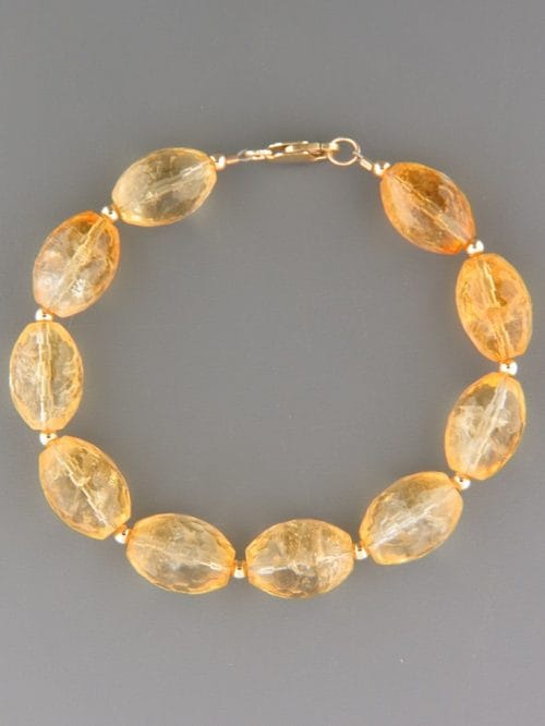 Citrine Bracelet - faceted briolette stones with round beads - C920