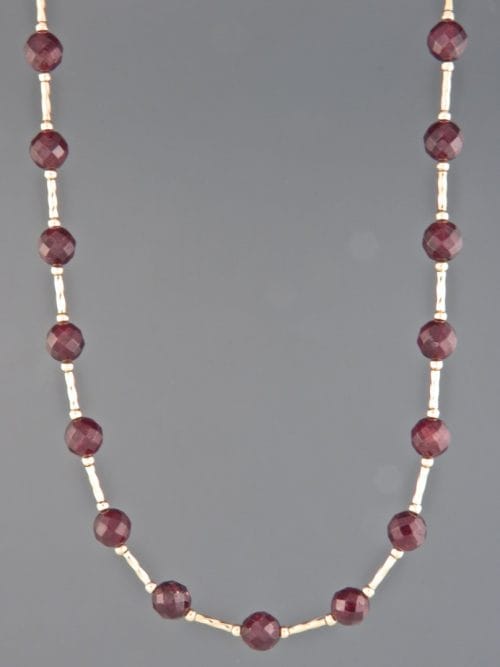 Garnet Necklace - 6mm round faceted stones - G038