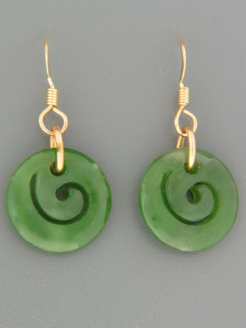 Jade Spiral Earrings - 14ct Gold Filled - J562G