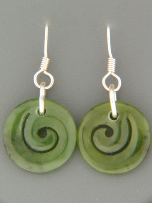 Jade Spiral Earrings - Sterling Silver - J562