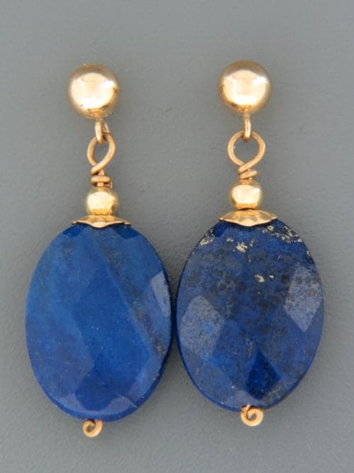 Lapis Lazuli Earrings - 14ct Gold Filled stud - LL525GZ
