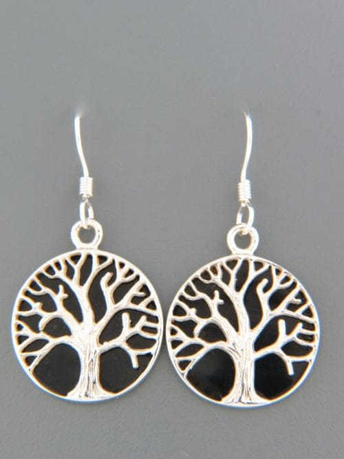 Onyx Earrings - Sterling Silver - length 35mm - OX546