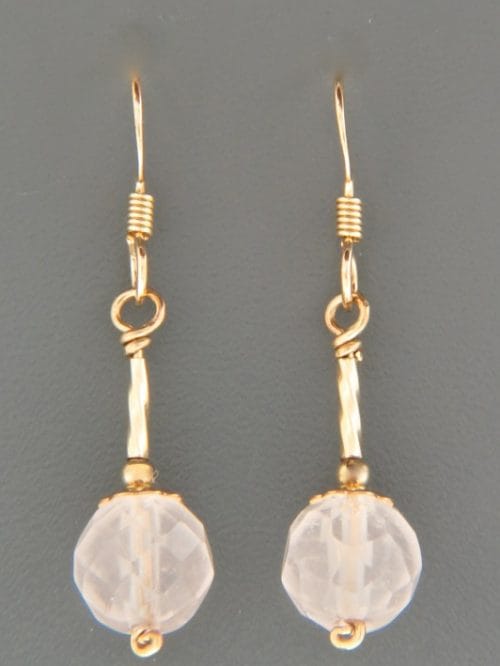 Rose Quartz Earrings - 14ct Gold Filled - RQ528G
