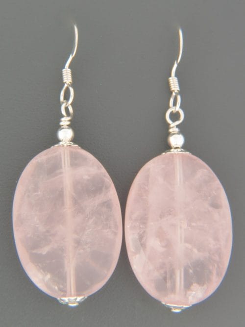Rose Quartz Earrings - Sterling Silver - RQ527