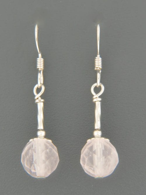 Rose Quartz Earrings - Sterling Silver - RQ528