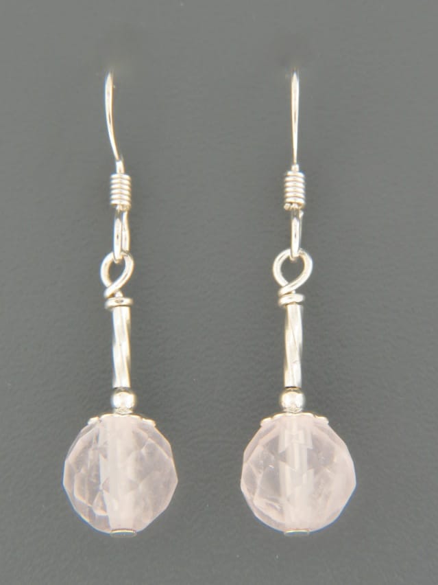 Rose Quartz Earrings - Sterling Silver - RQ528