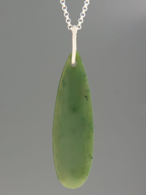 Jade Drop Pendant - Sterling Silver - J417