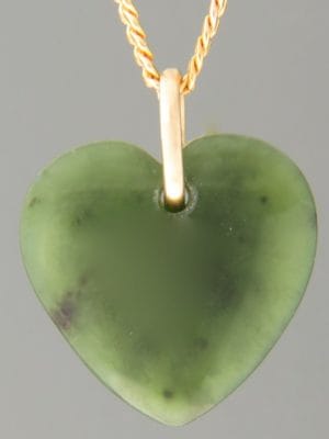 Jade Heart Pendant - 9ct Gold - J458G