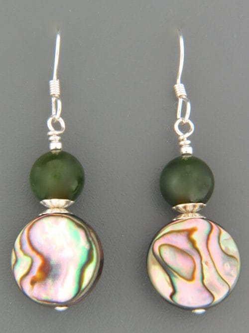 Paua Shell & Jade Earrings - Sterling Silver - PA537