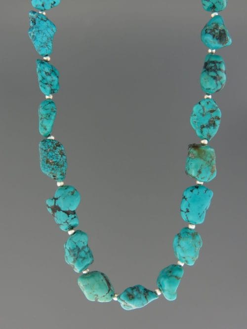 Turquoise Necklace - nuggets with Gold beads - TQ071
